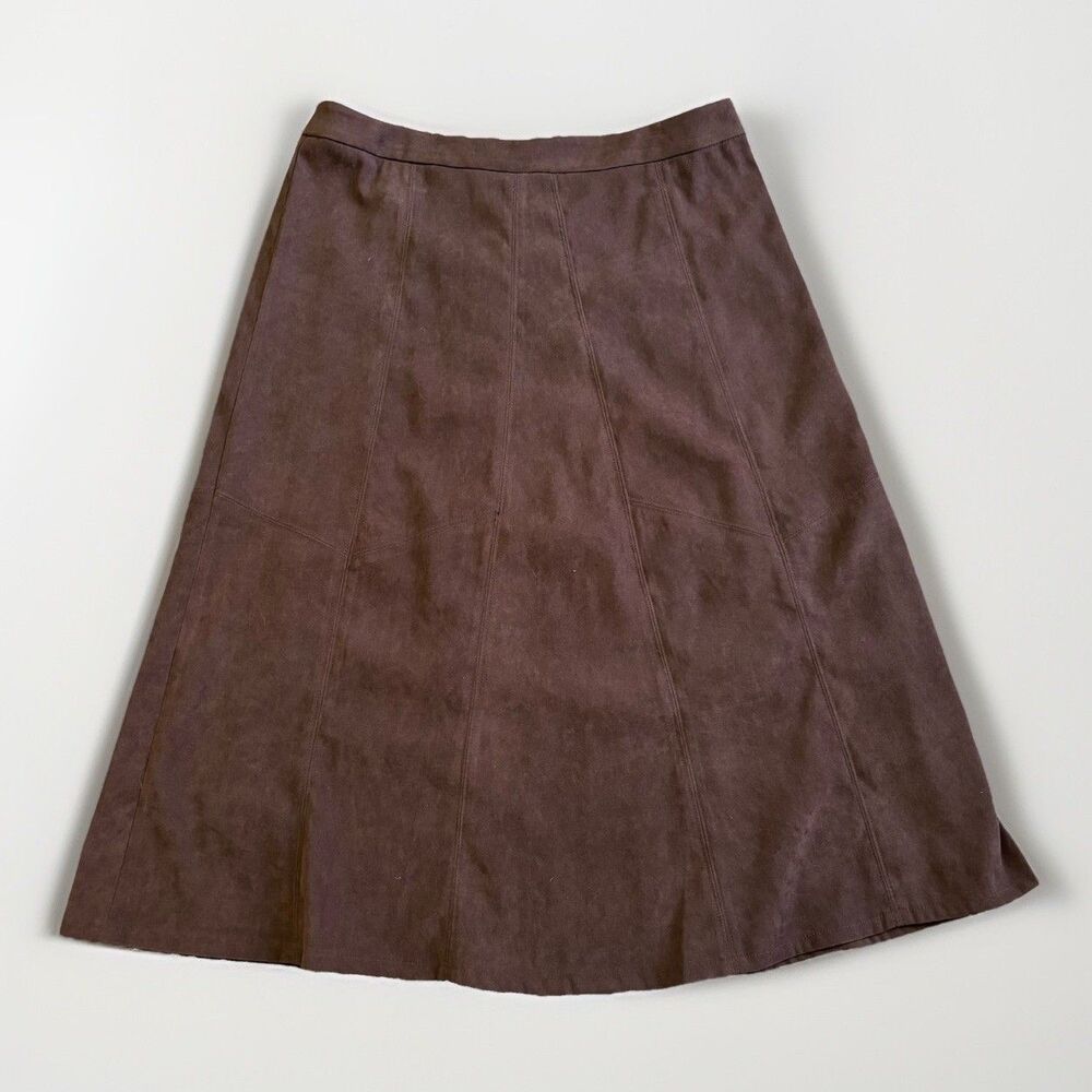 Christopher & Banks Brown Midi Skirt Women's Size 12 Modest Church Neutral NEW
